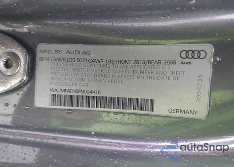 2015 Audi A5 2.0T Premium из США, поврежденный, VIN WAUMFAFH0FN004416